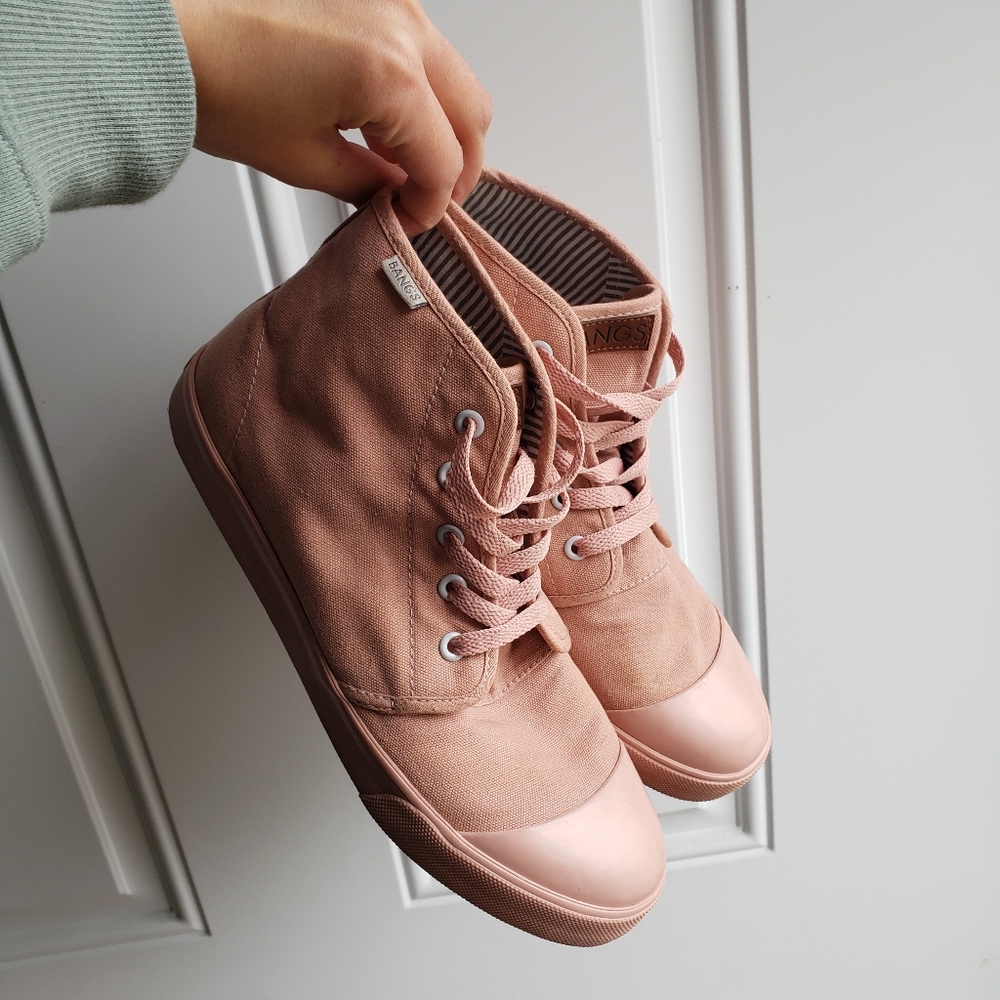 Bangs Canvas High Top Sneakers Like Converse Desert Rose Pink Women 9 Men 7.5